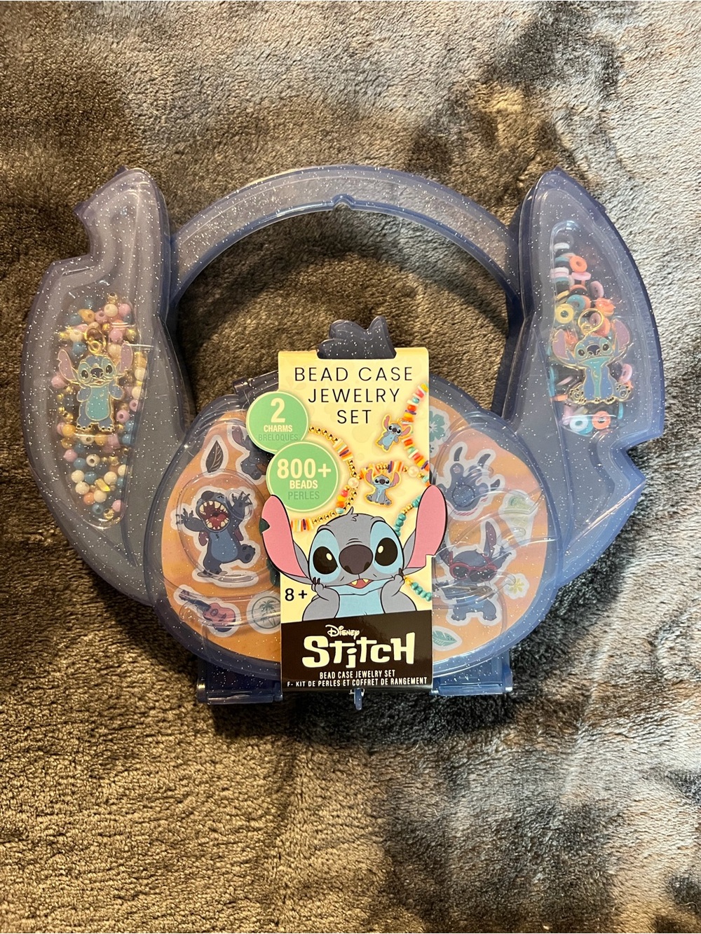 Disney Stitch Bead Case Jewelry Set - 800 beads, 2 charms, Stitch Case